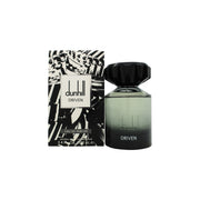 Dunhill Driven Eau de Parfum 100 ml, Dunhill – rektangulær ravfarvet glasflaske med sølvkork og sort logo.