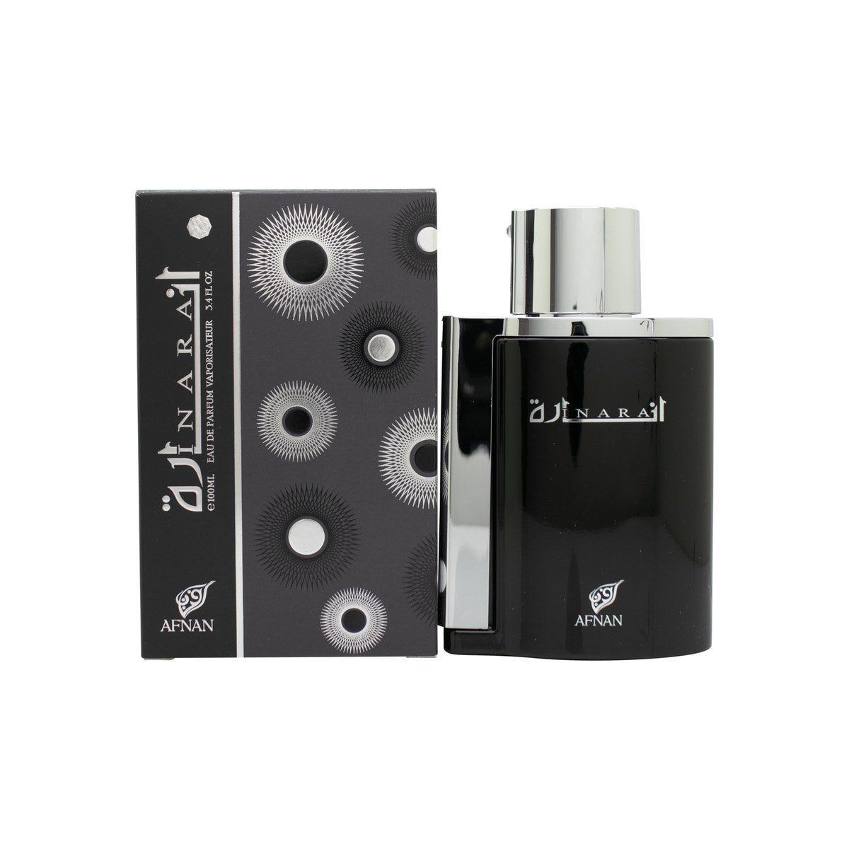 Afnan Inara Eau de Parfum 100 ml – lyserød glasflakon med guldfarvet låg og orientalsk detalje