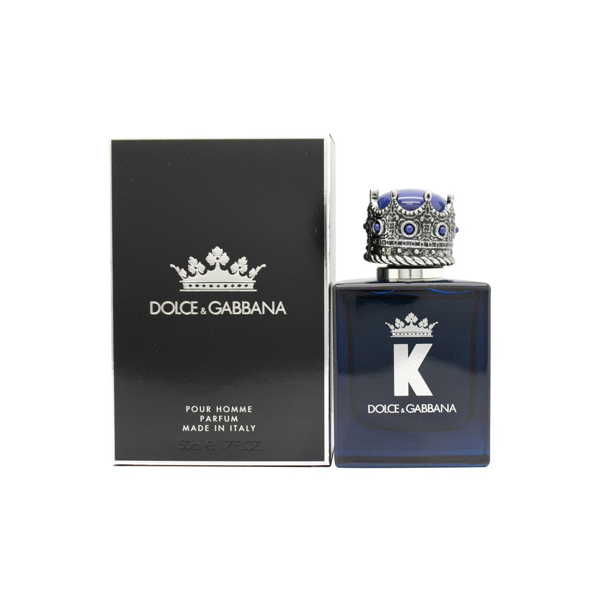 Dolce & Gabbana K Parfum 50 ml fra Dolce & Gabbana i mørkeblå glasflaske med guldfarvet kongekrone-låg og kantet design