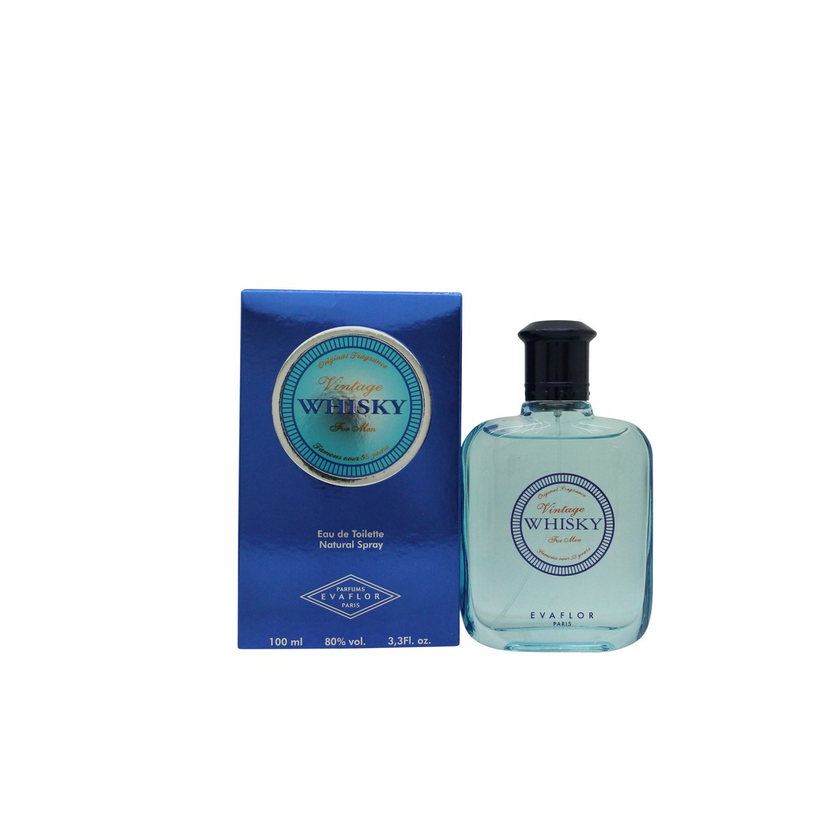Evaflor Whisky Vintage Eau de Toilette 100ml fra Evaflor, 100 ml ravfarvet glasflaske med sort låg og klassisk etikette.