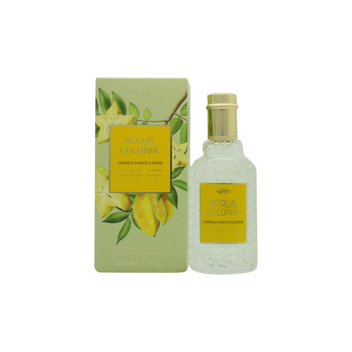 Mäurer & Wirtz 4711 Acqua Colonia Starfruit & White Flowers Eau de Cologne 50 ml – glasflaske med gylden væske og sølvhætte