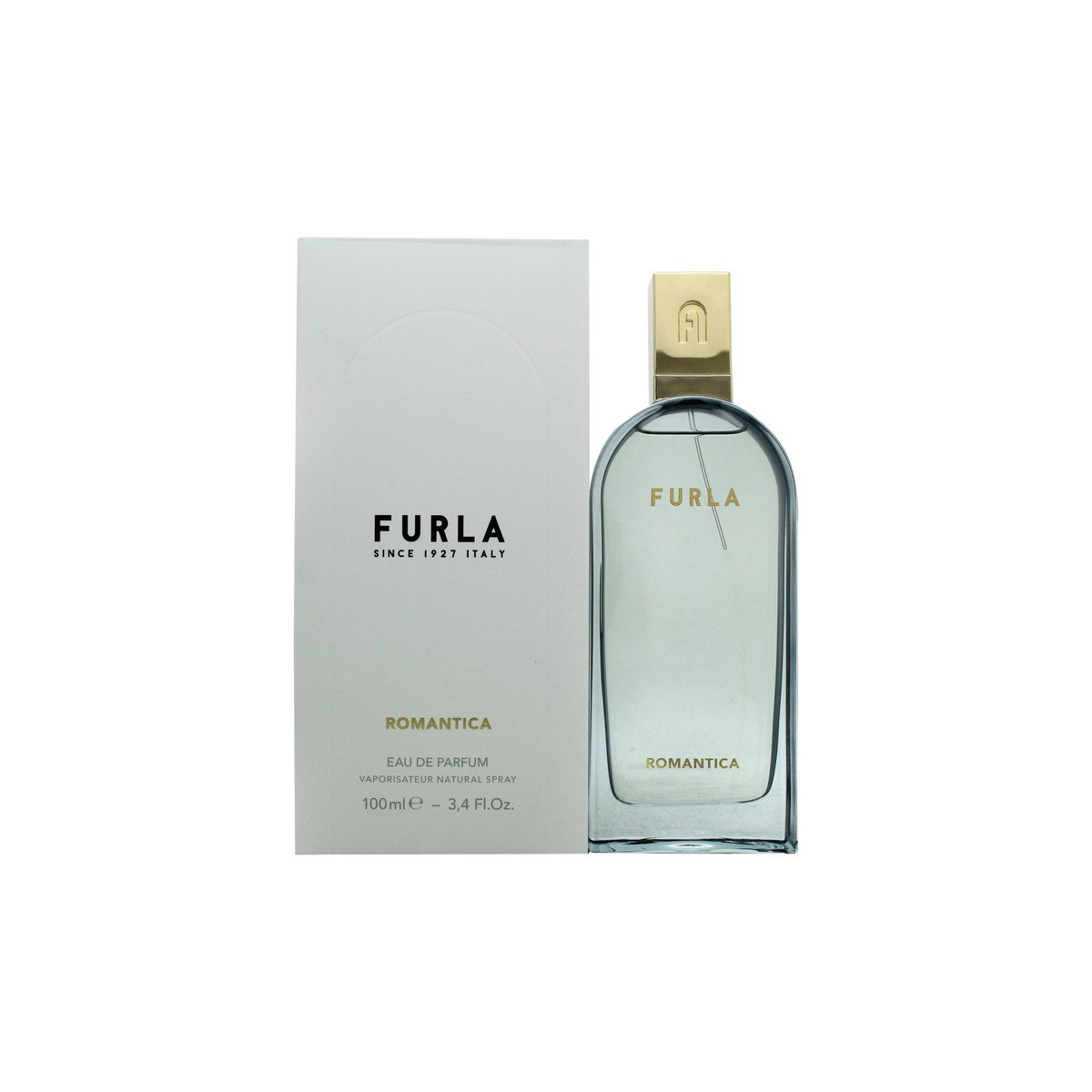 Furla Romantica Eau de Parfum, Furla, 100 ml – klar glasflaske med blød rosa duft og rundet guldkappe
