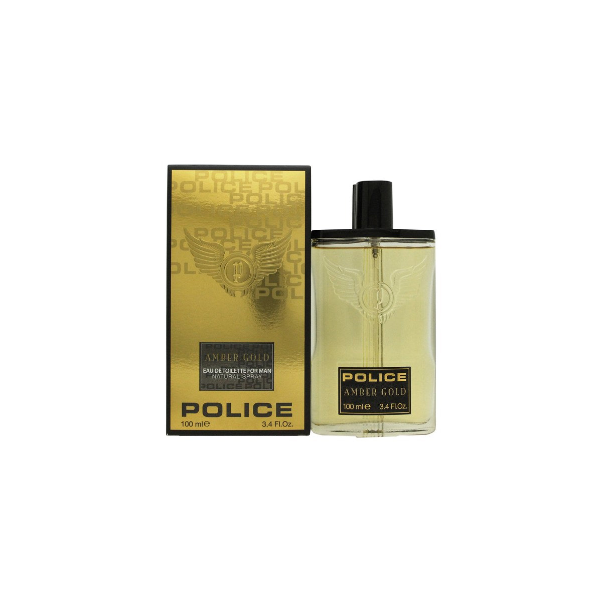 Police Amber Gold Eau de Toilette 100 ml fra Police i gylden kranieformet flakon med blank metallisk finish og mørke detaljer