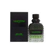 Valentino Uomo Born in Roma Green Stravaganza Eau de Toilette 50 ml fra Valentino – grøn nittet flakon med sort låg