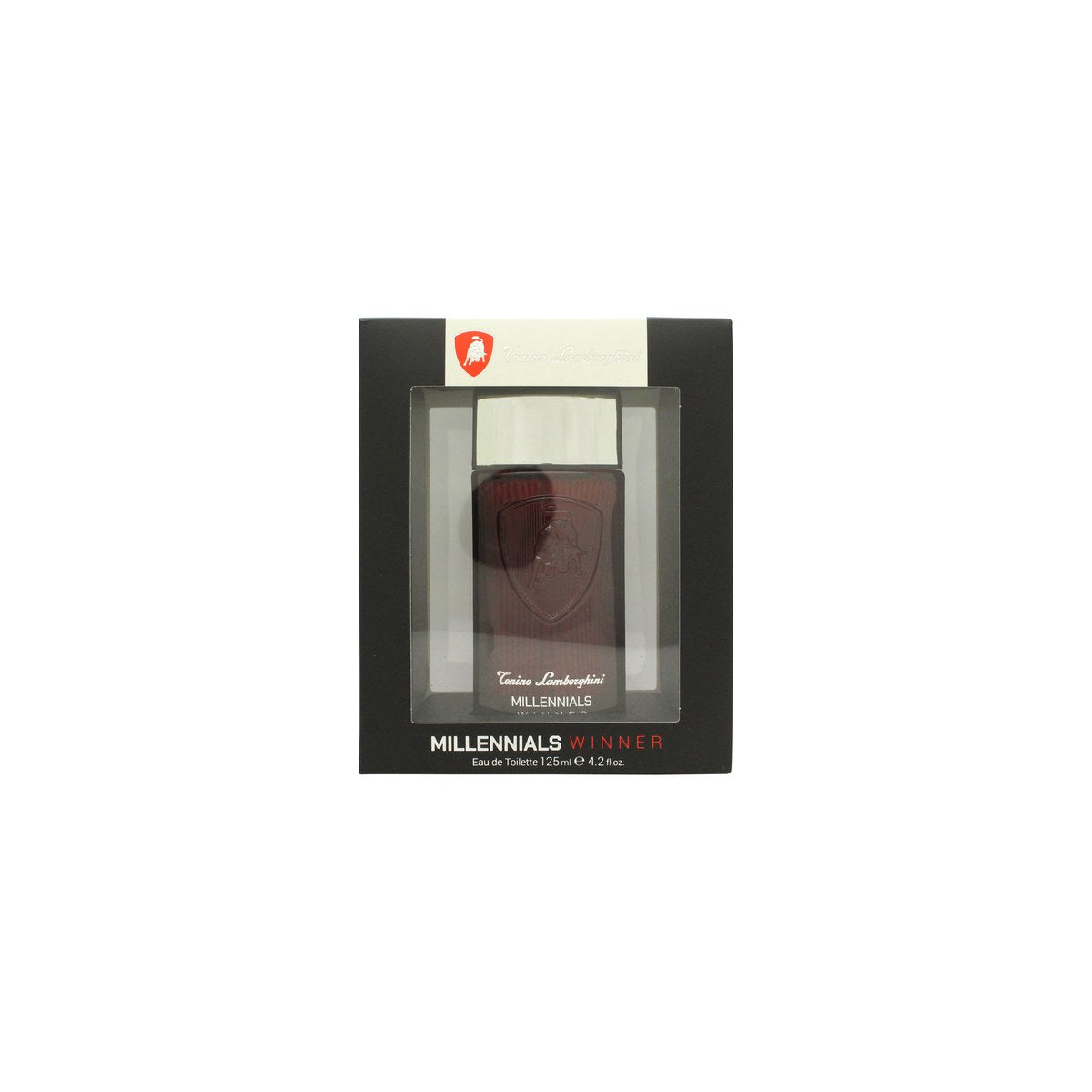 Lamborghini Millennials Winner Eau de Toilette 125 ml fra Lamborghini– sort, geometrisk flakon med gulddetaljer og tyngde