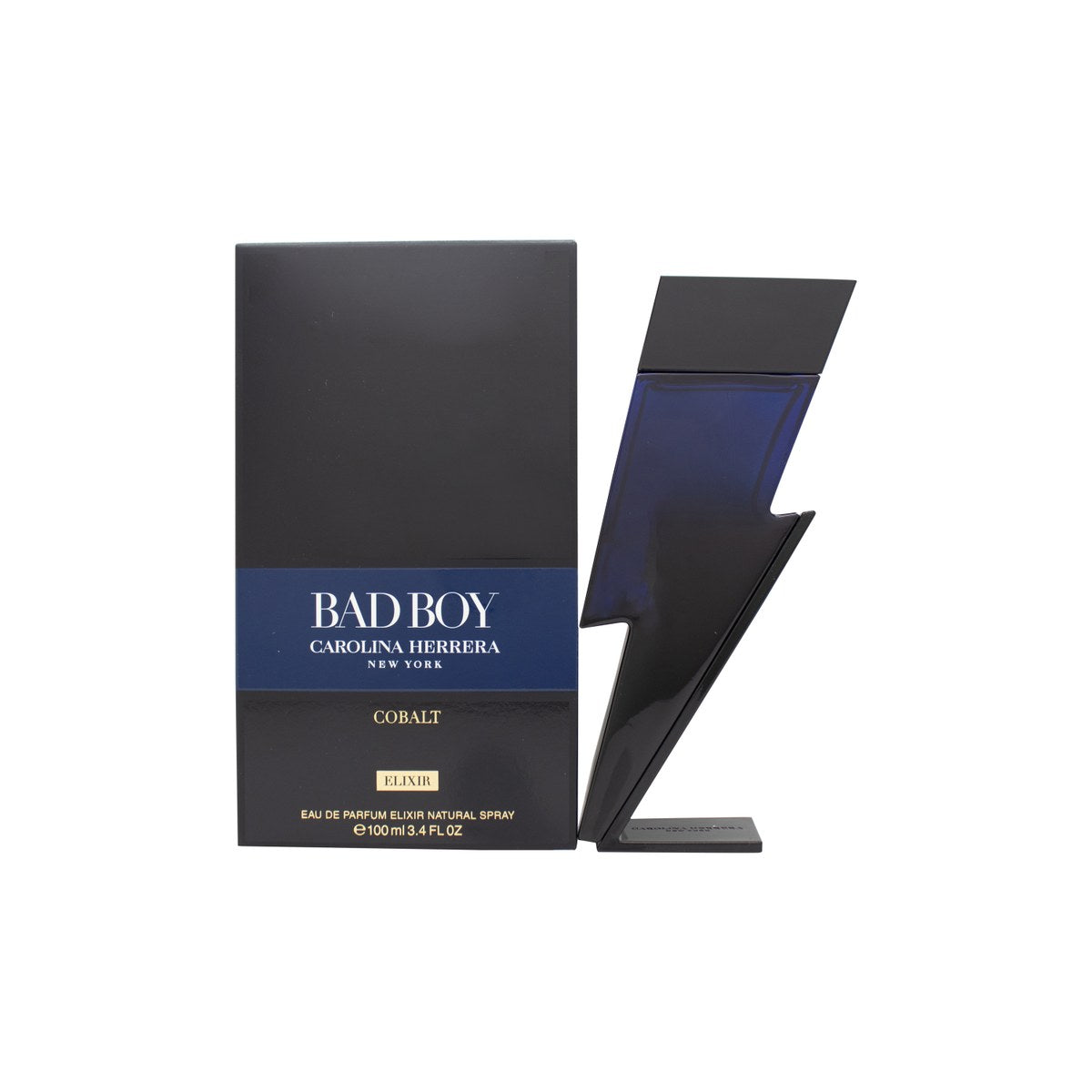 Bad Boy Elixir Eau De Parfum Carolina Herrera 100 ml, brun lynformet glasflaske med blank finish og markant silhuet