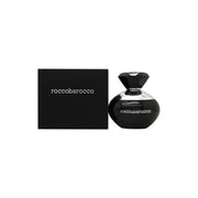 Roccobarocco Black For Women Eau de Parfum, Roccobarocco, 100 ml – sort rektangulær flakon med gulddetaljer og sort låg