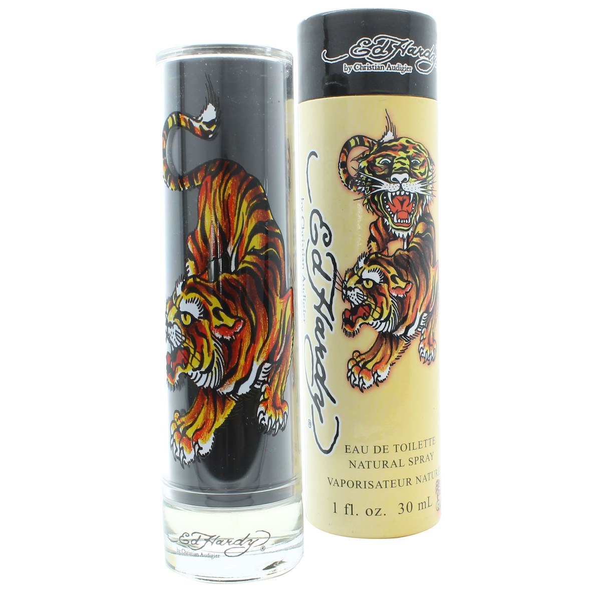 Ed Hardy Eau de Toilette 30 ml fra Ed Hardy, firkantet klar glasflaske med farverigt tatoveringsmotiv og sort låg
