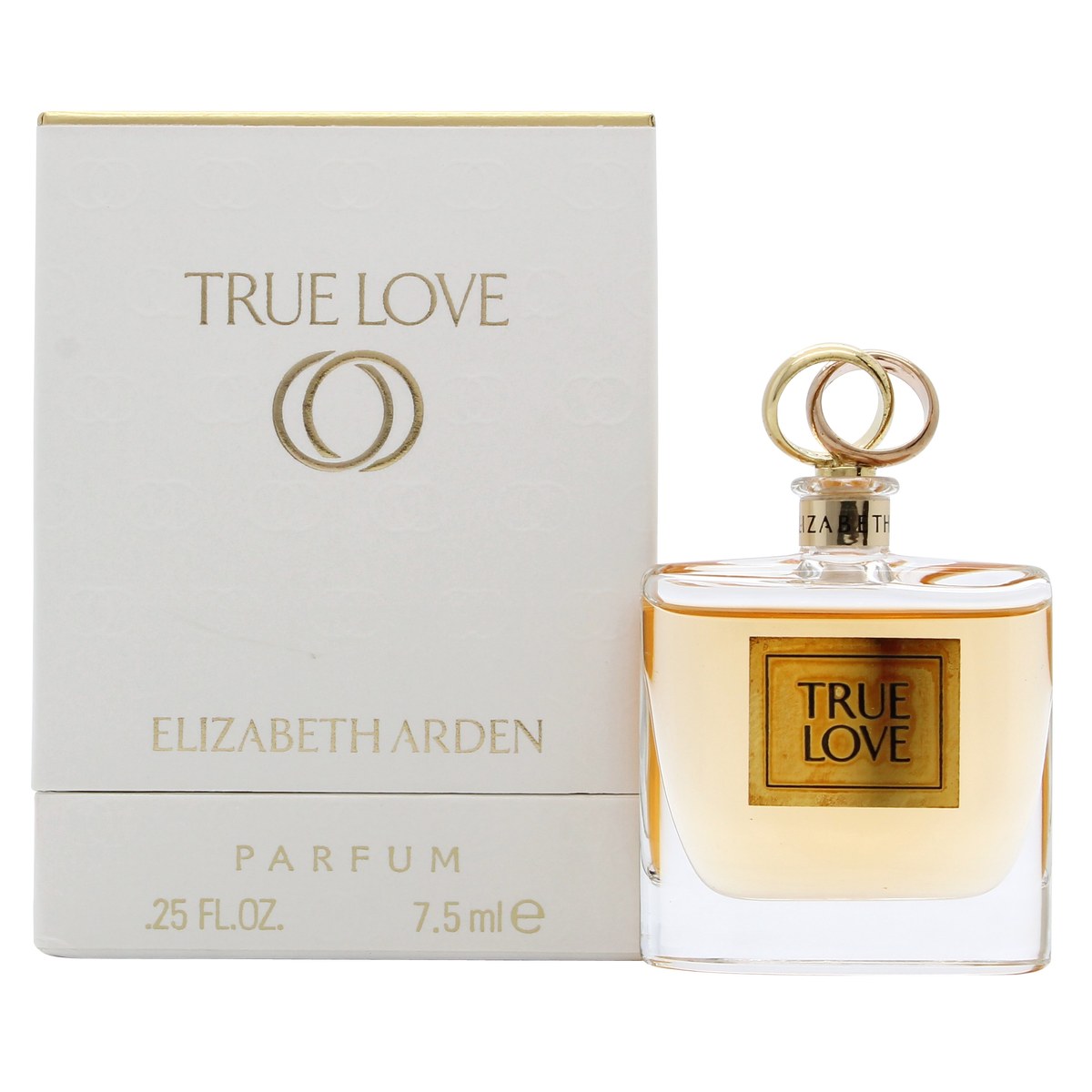 Elizabeth Arden True Love Eau de Parfum, Elizabeth Arden 5 ml, klar glasflakon med bløde kurver og sort låg