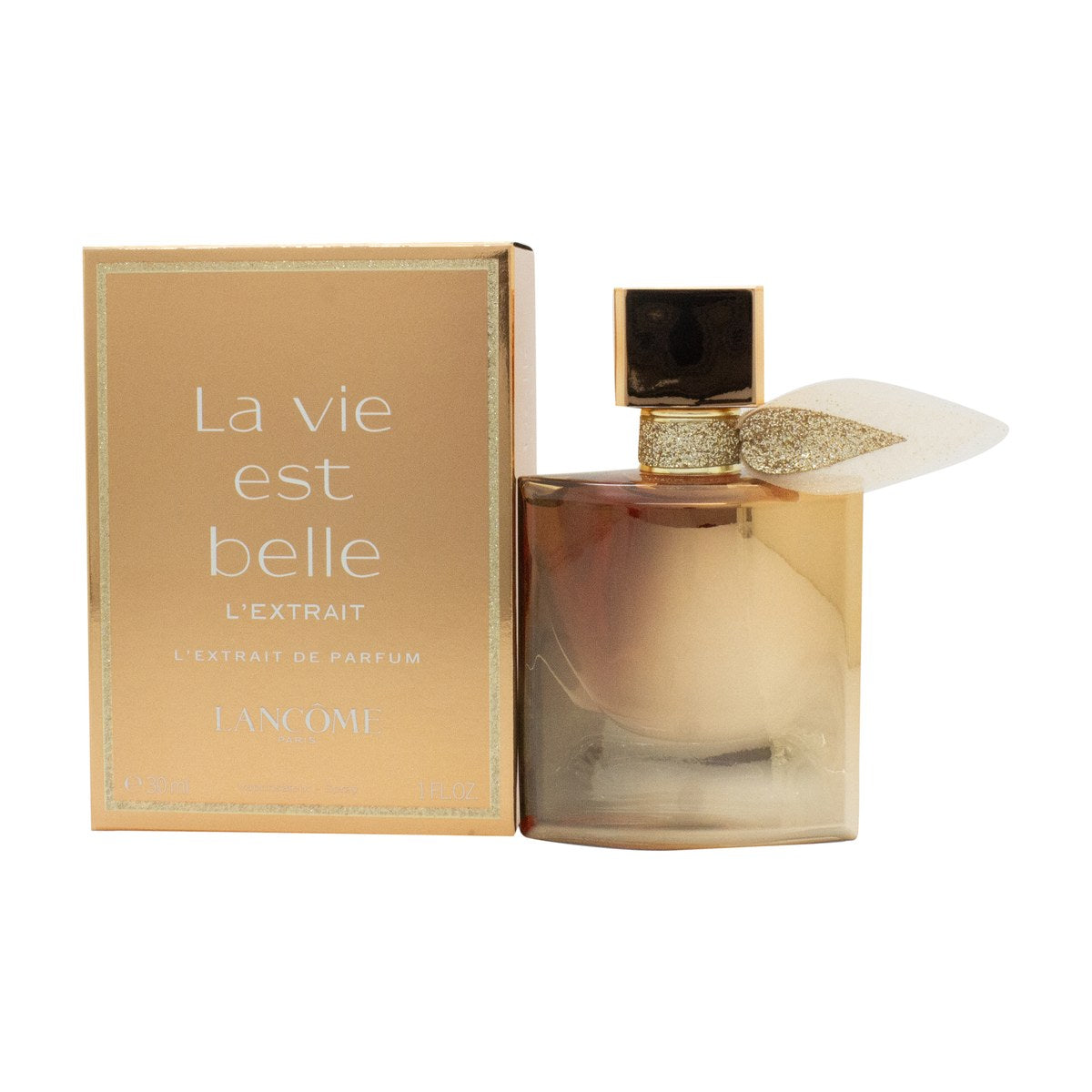 Lancôme La Vie est Belle L'Extrait Eau de Parfum 30 ml – krystalklar, smilende flakon med dyb ravgylden duft og rosa sløjfe
