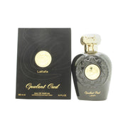 Lattafa Opulent Oud Eau de Parfum 100 ml, Lattafa sort og gylden flakon med ornamenteret låg og orientalsk udtryk