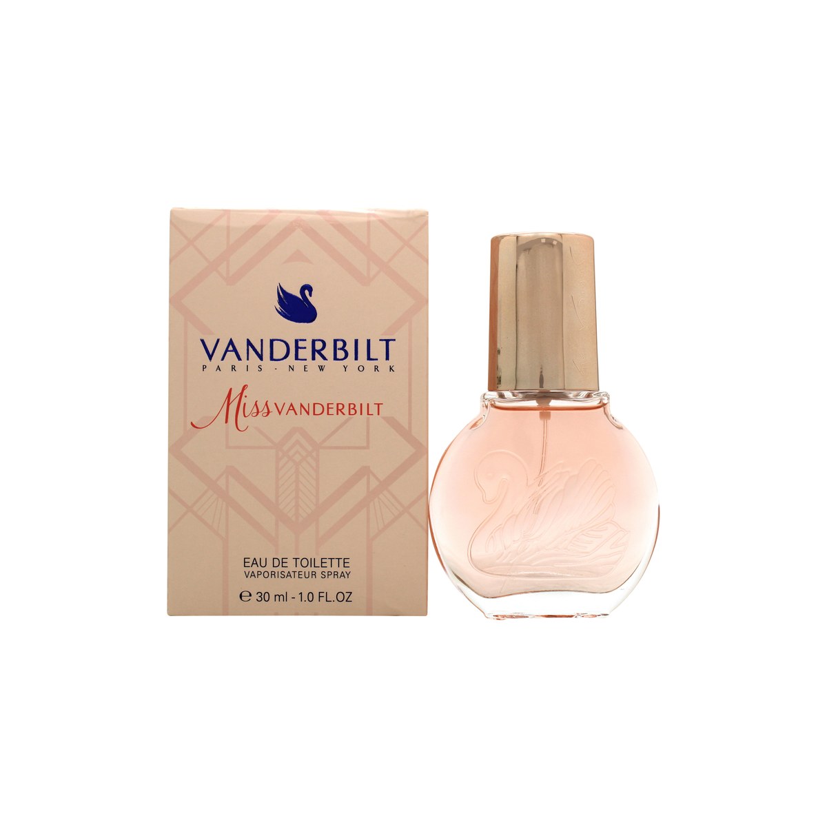 Gloria Vanderbilt Miss Vanderbilt Eau de Toilette 30 ml fra Gloria Vanderbilt, oval glasflakon med lyserød duft og guldkork