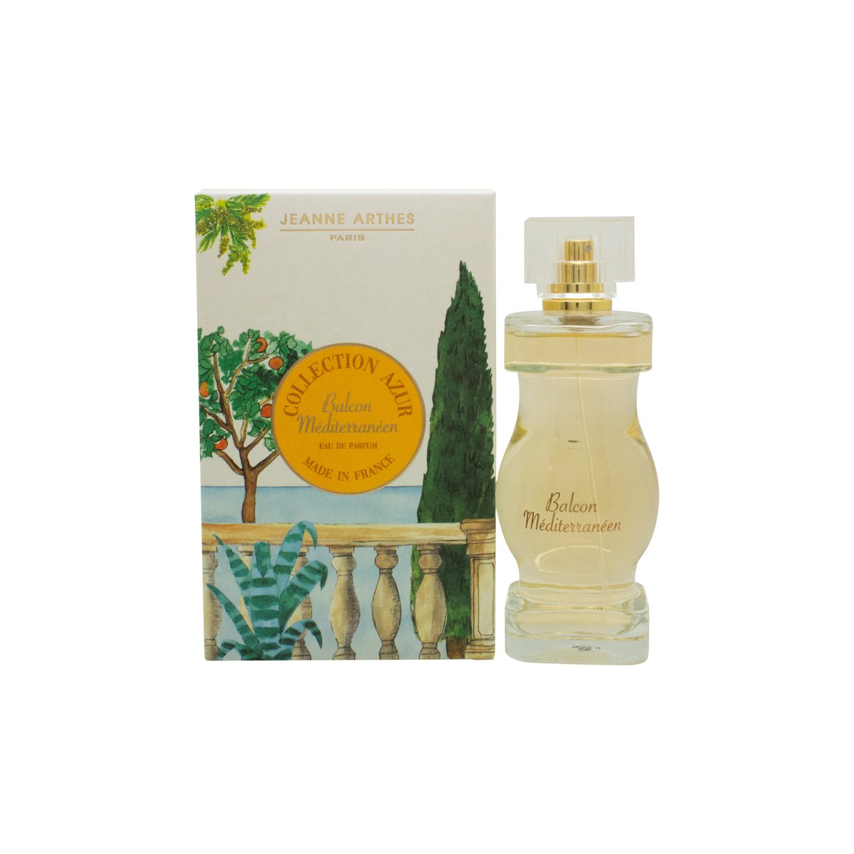Jeanne Arthes Collection Azur Balcon Méditerranéen Eau de Parfum 100 ml med klar glasflakon i blå nuance og sølvlåg