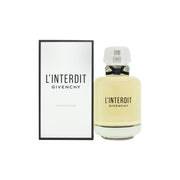 L'Interdit Eau De Parfum 125 ml Givenchy klar glasflaske med firkantet form, sort bånd og 4G-logo på halsen