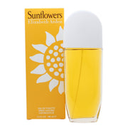 Sunflowers Eau De Toilette Elizabeth Arden 100 ml – klar facet glasflaske med gylden duft, gul solblomst og guldkapsel