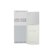 L'Eau D'Issey Pour Homme Eau De Toilette Issey Miyake 75 ml, slank flaske i mat glas med sølvgråt kegleformet låg og minimalistisk design