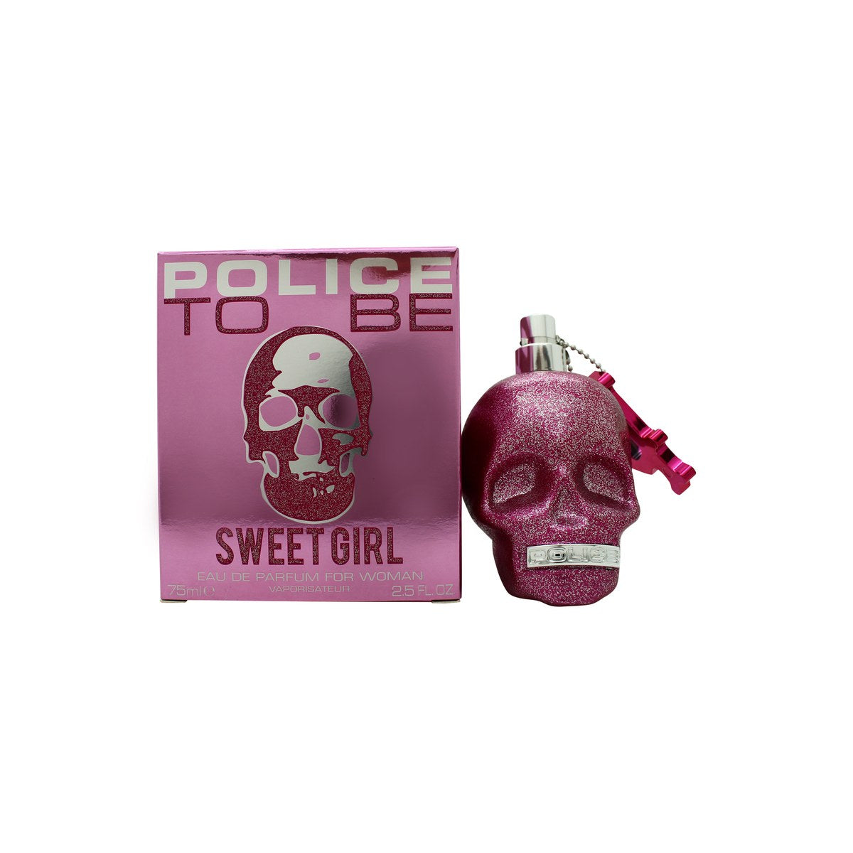 Police To Be Sweet Girl Eau De Parfum, Police 75 ml, pink kranieformet flakon i blank plastik med markant, edgy design