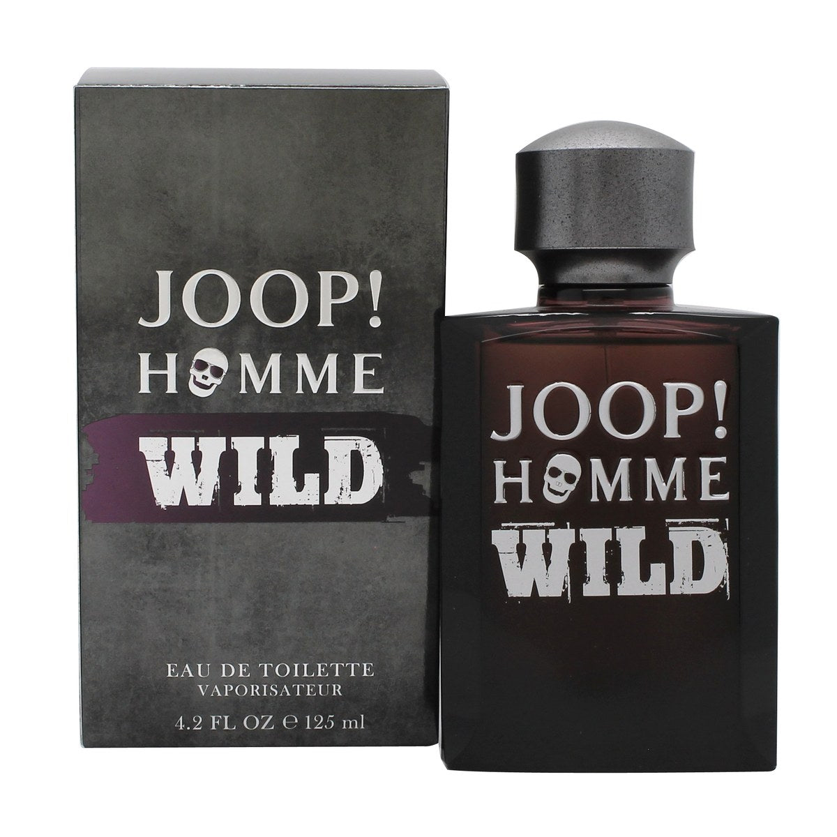 Wild Homme Eau De Toilette Joop 125 ml, rød rektangulær glasflaske med sort låg og markant JOOP!-design