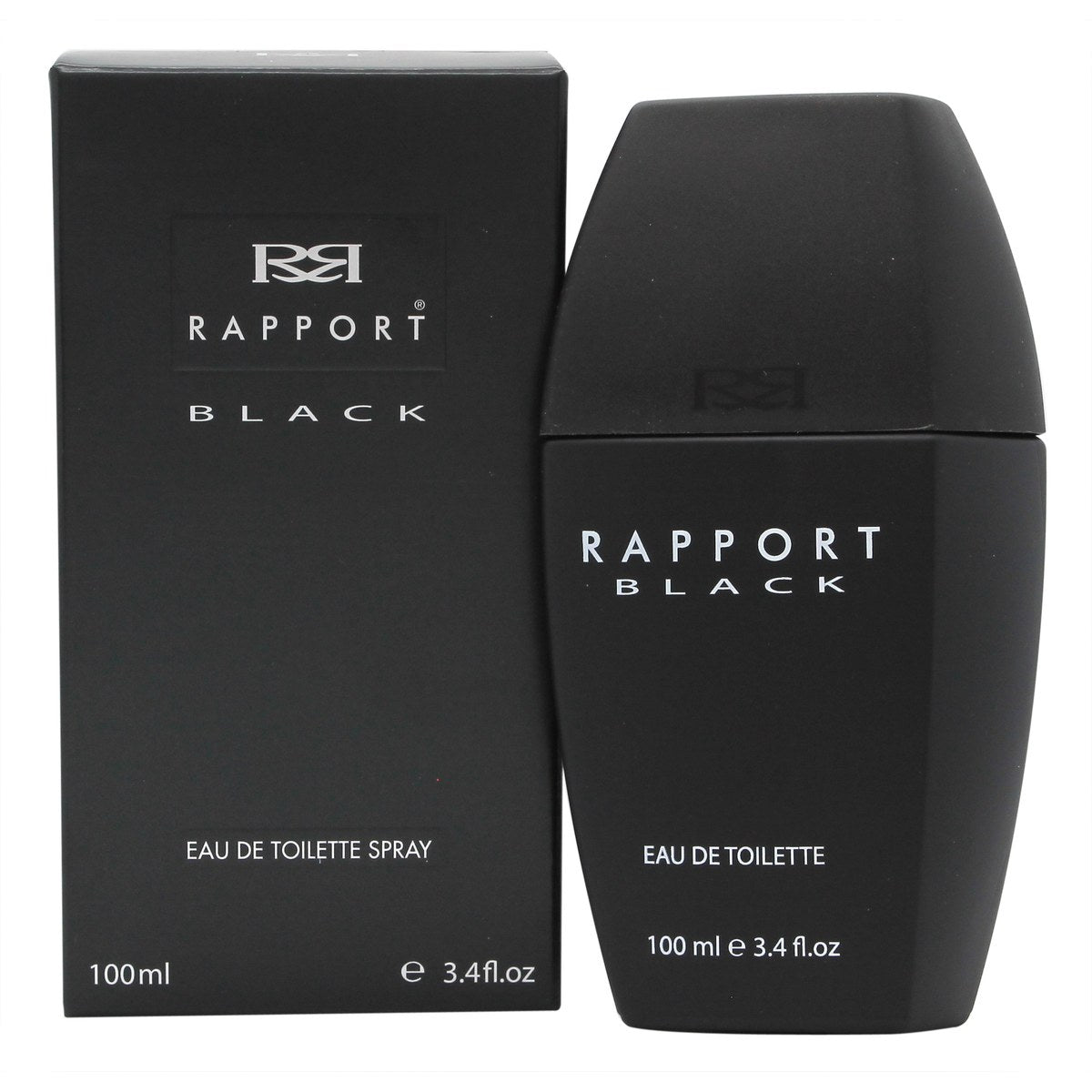 Dana Rapport Black Eau de Toilette 100ml, Dana, 100 ml – sort rektangulær glasflaske med sølvkapsel og minimalistisk etiket