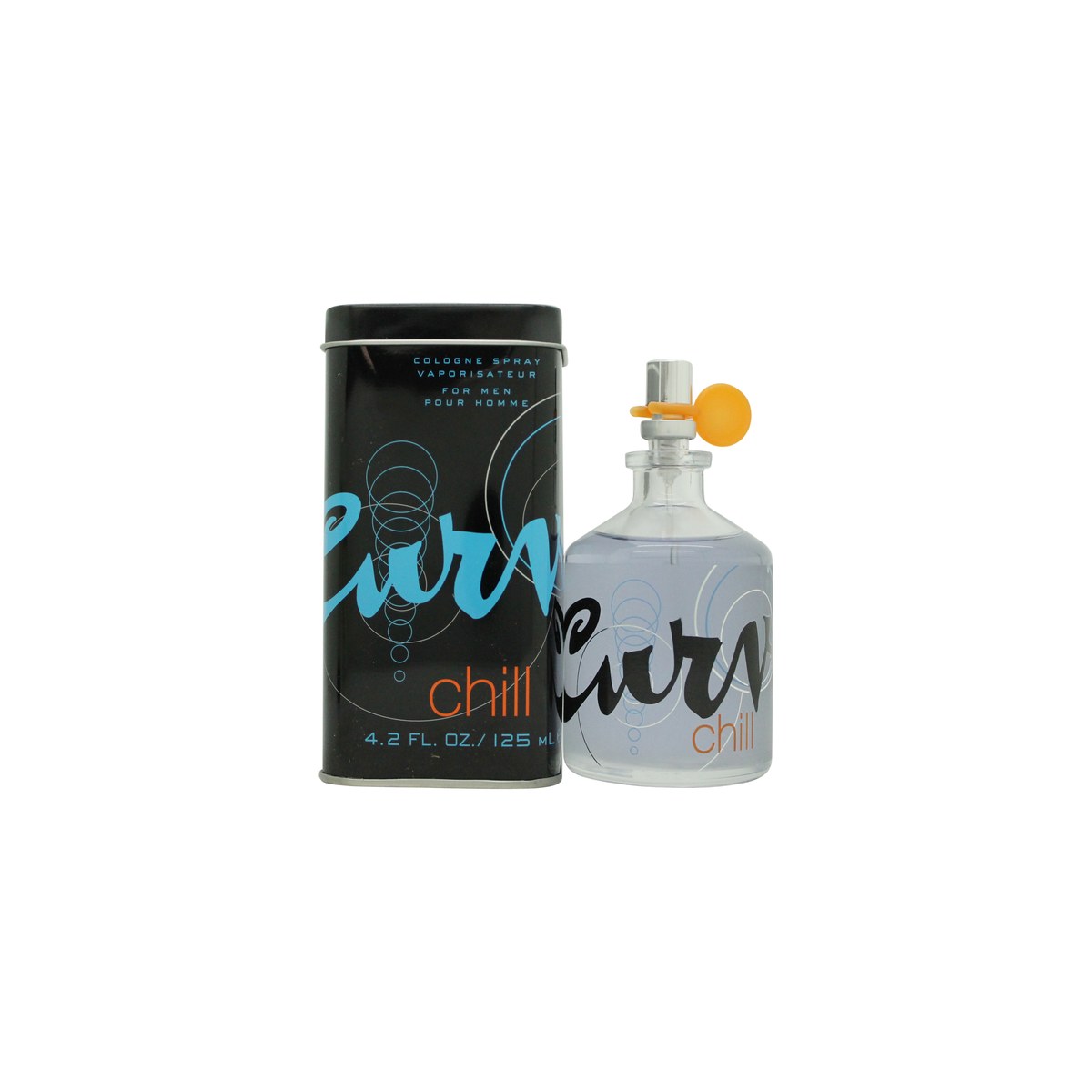 Liz Claiborne Curve Chill for Men Eau de Cologne 125ml, Liz Claiborne – buet blå glasflaske med sølvfarvet låg