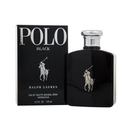 Ralph Lauren Polo Black Eau de Toilette 125 ml, mat sort firkantet flakon med sølvlogo og sølvprop.