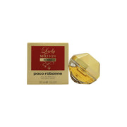 Lady Million Royal Eau De Parfum, Rabanne, 30 ml – diamantformet parfumeflaske i gyldne nuancer med rød floral detalje