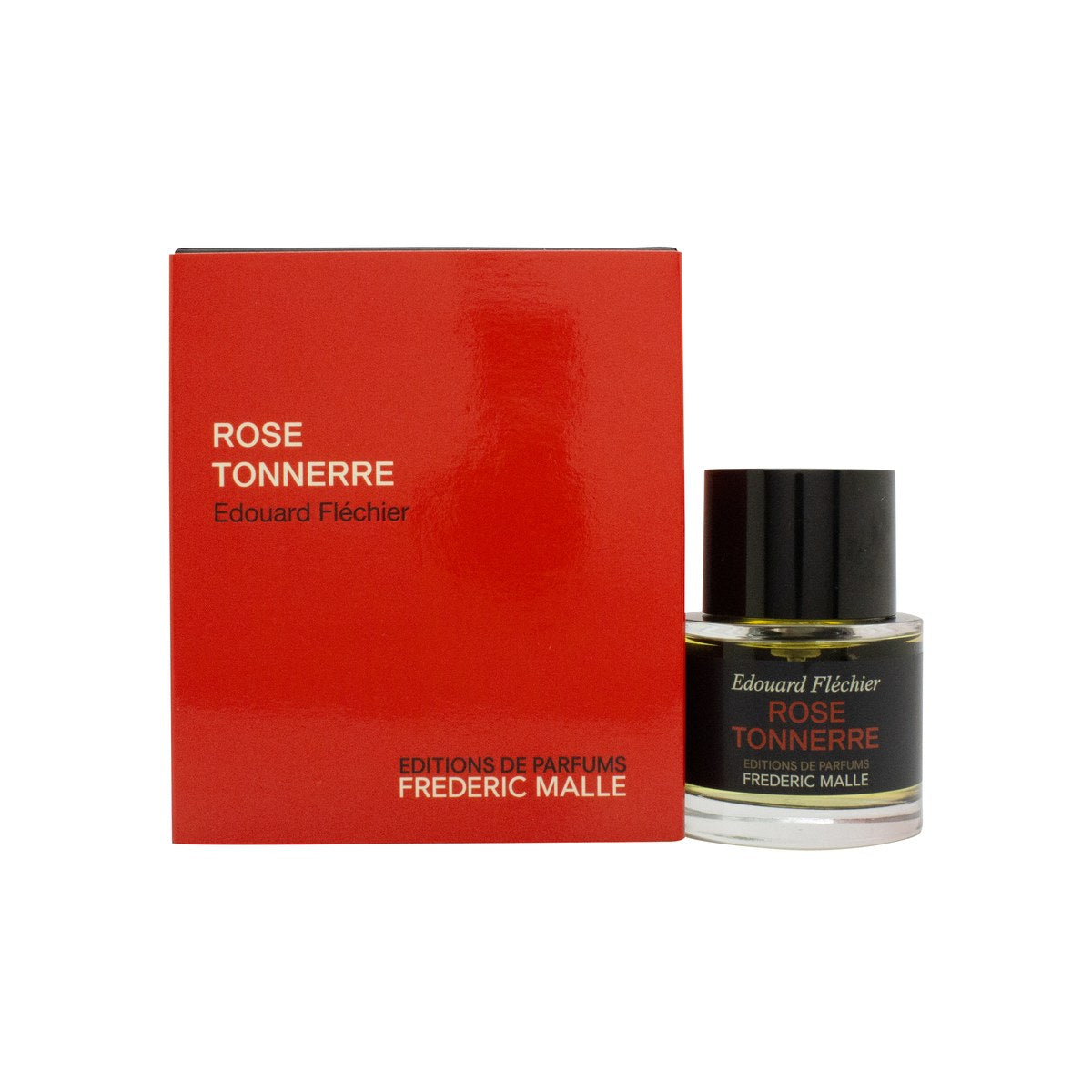 Frédéric Malle Rose Tonnerre Eau de Parfum 50 ml i klar glasflakon med sort cylindrisk hætte og enkel hvid etiket