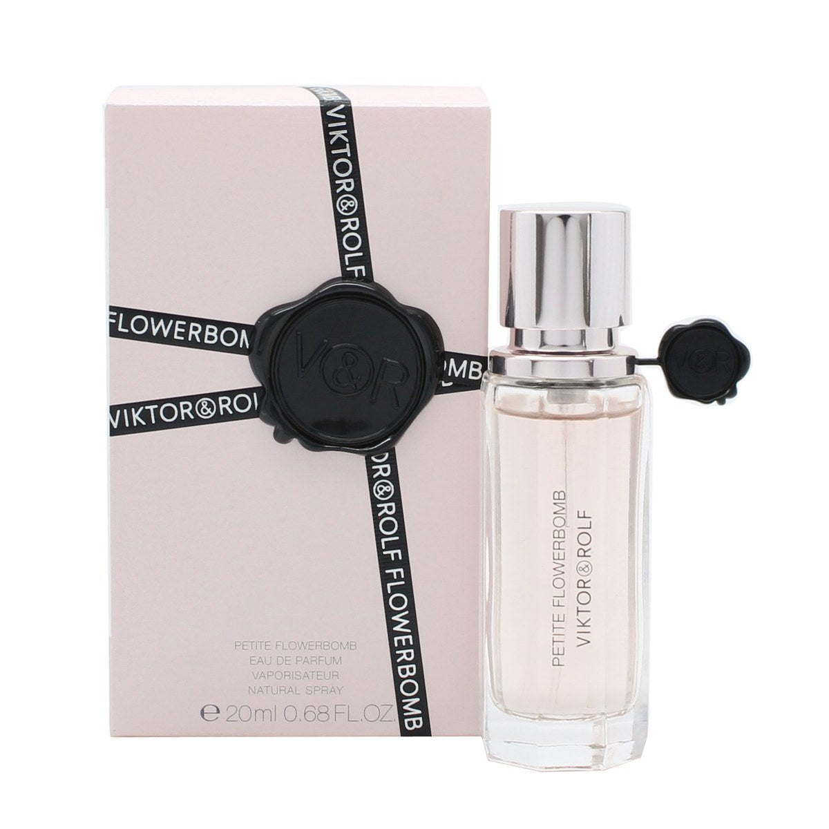 Viktor & Rolf FlowerBomb Eau de Parfum 20 ml, ikonisk granatformet glasflakon med lyserød duft og sort segl