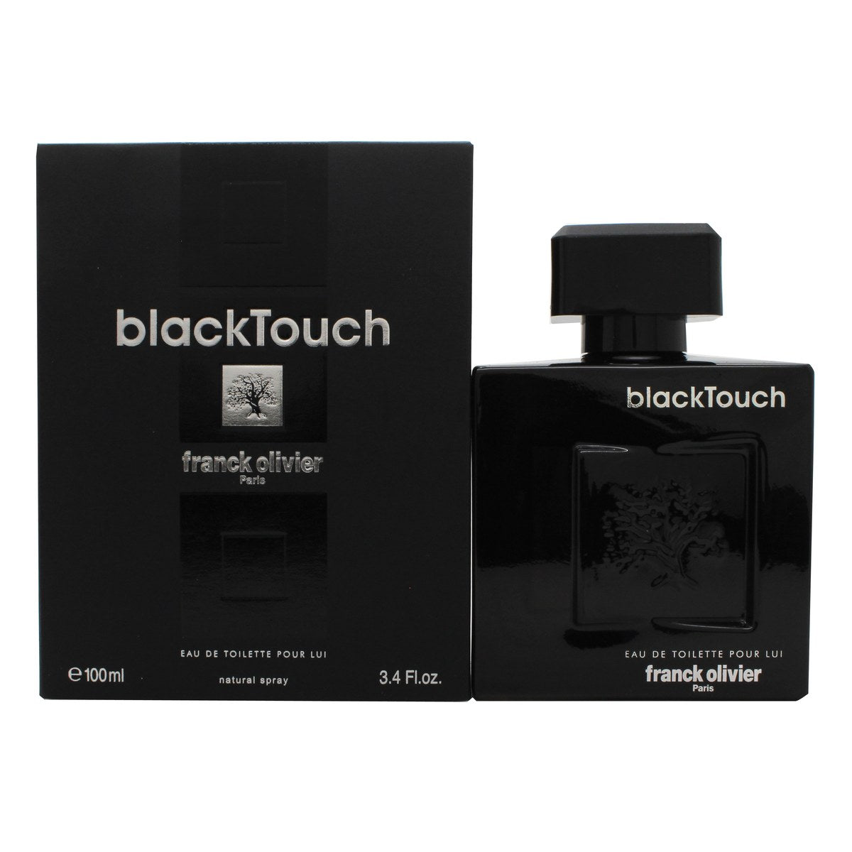 Franck Olivier Black Touch Eau de Toilette 100 ml fra Franck Olivier – sort glasflaske med sølvdetaljer og riflet front