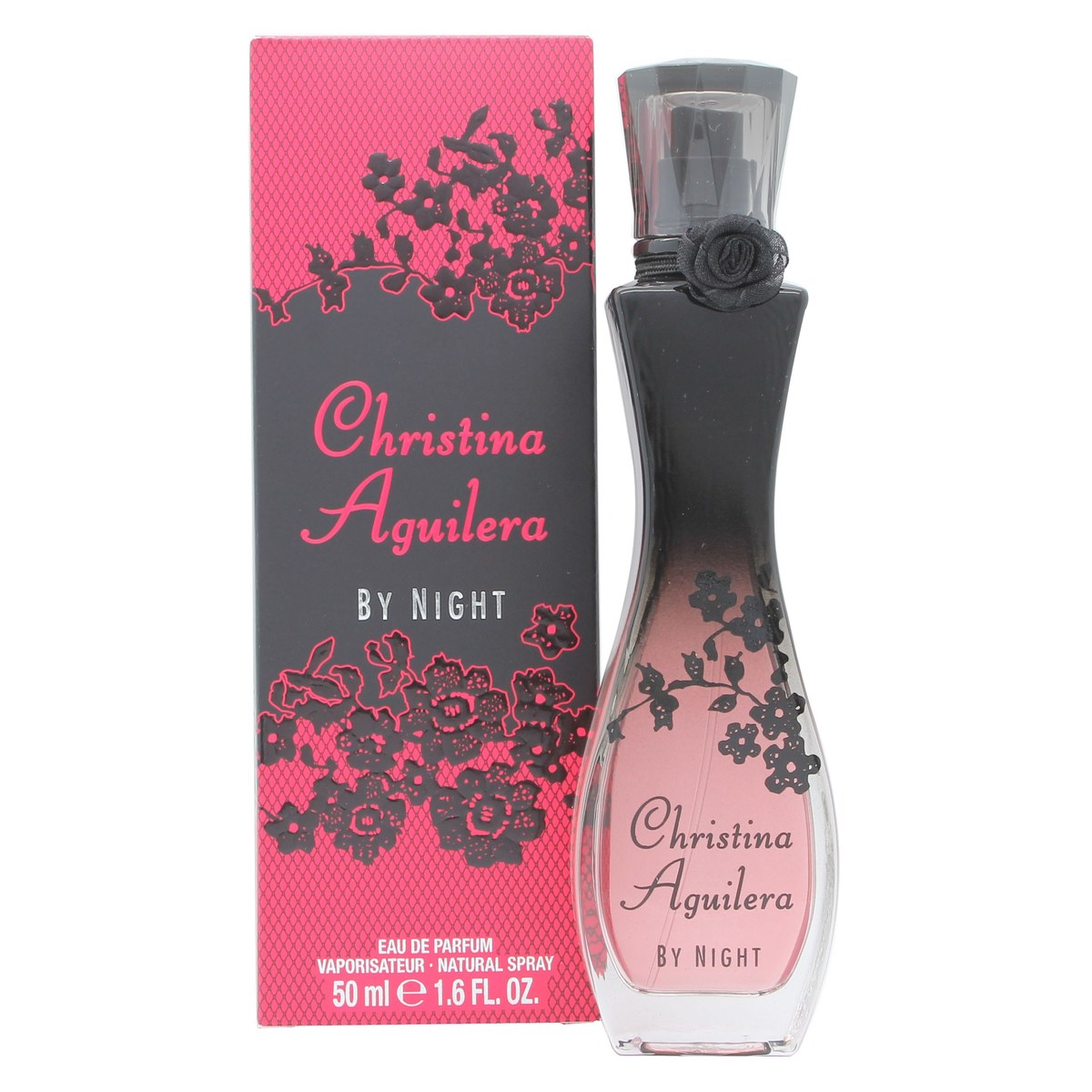 Christina Aguilera By Night Eau De Parfum Christina Aguilera 50 ml mørk lilla glasflakon med bløde kurver og blondemønster