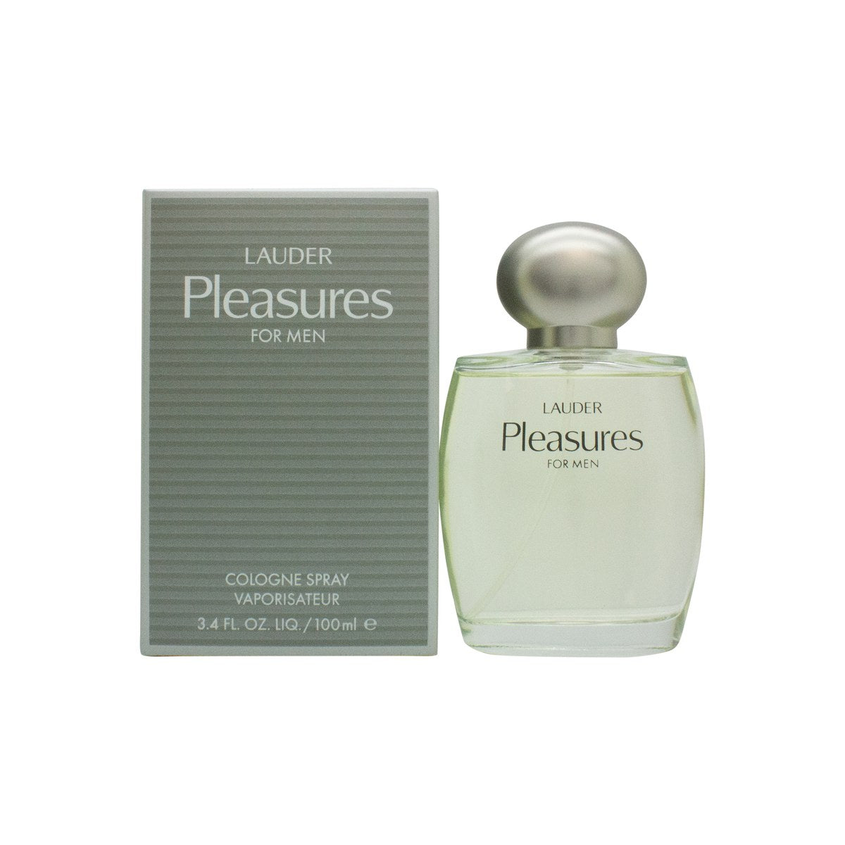 Estee Lauder Pleasures Eau de Cologne 100 ml fra Estée Lauder – klar glasflakon med bløde kurver og sølvfarvet låg