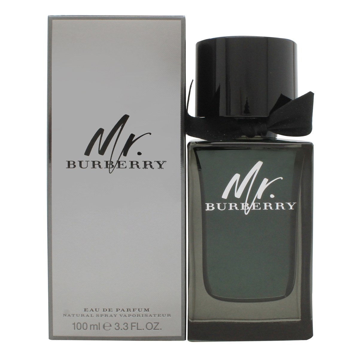 Mr. Burberry Eau De Parfum Burberry 100 ml, mørk lakeret flaske med maskuline linjer, horninspireret låg og sort bånd