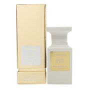 Tom Ford Soleil Blanc Eau de Parfum 50 ml fra Tom Ford, hvid rektangulær flakon med gylden plade og låg i stramt design