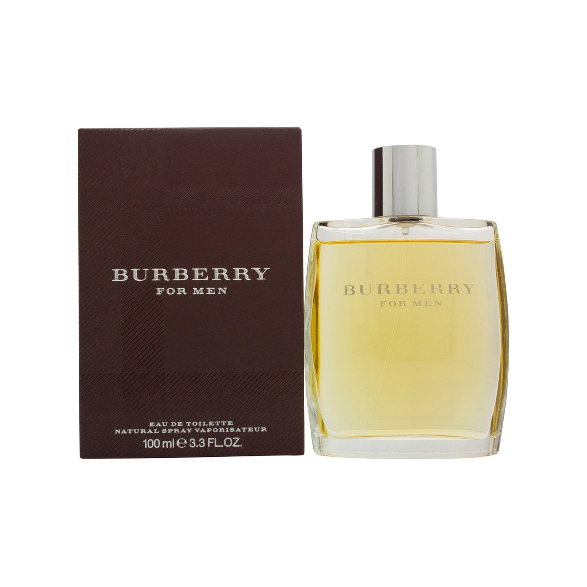Burberry for Men Eau De Toilette 100 ml fra Burberry – rund klar glasflaske med beige tern og sølvprop
