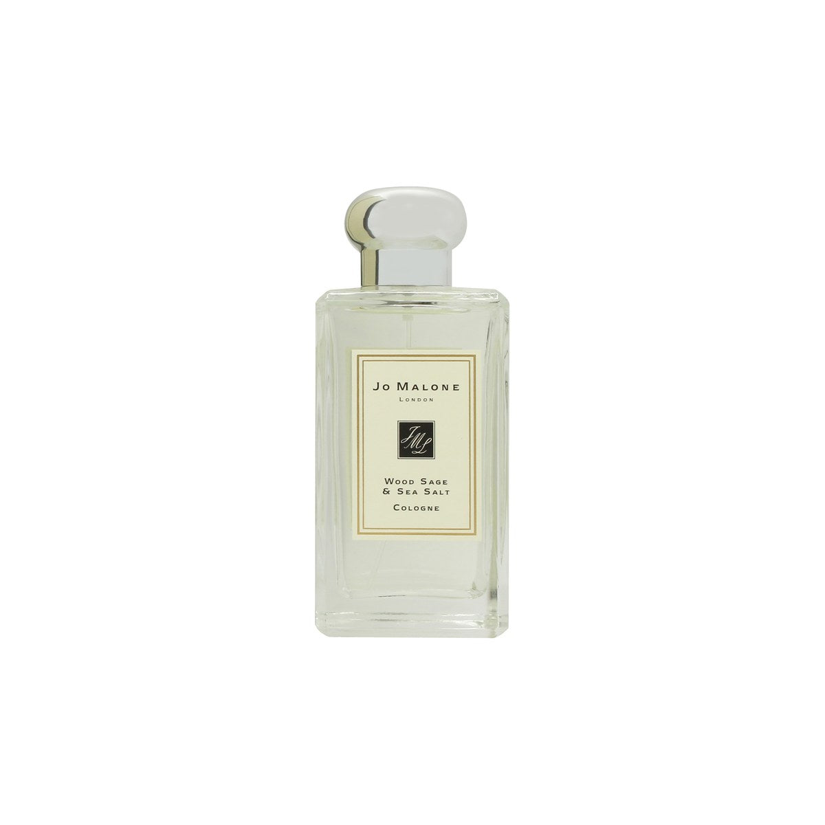 Jo Malone Wood Sage & Sea Salt Cologne, Jo Malone, 100 ml – klar glasflaske med sølvkapsel og enkel cremefarvet etiket
