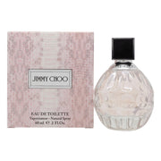Jimmy Choo Eau de Toilette 60ml i kvadratisk glasflakon med gylden tone, facetslebet låg og feminint design.