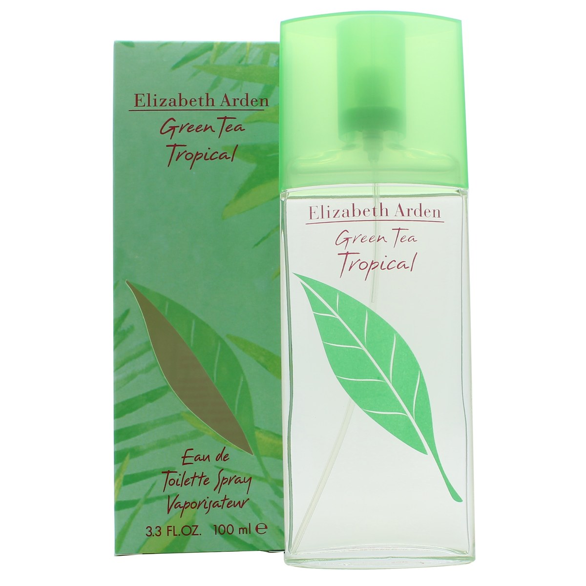 Elizabeth Arden Green Tea Tropical Eau de Toilette 100ml Elizabeth Arden 100 ml flaske i lysegrønt glas med tropisk bladmotiv