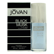 Jovan Black Musk Eau De Cologne 90 ml Jovan, mørk ravfarvet glasflaske med sort låg og enkelt design