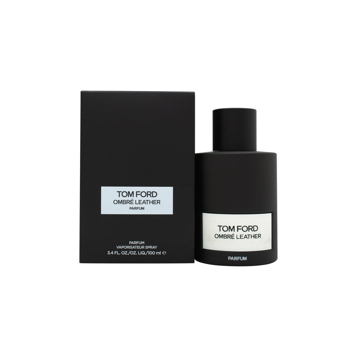 Tom Ford Ombre Leather Parfum, Tom Ford, 100 ml – sort mat glasflaske med hvid label og sort låg