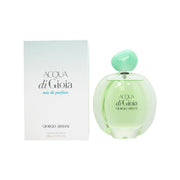 Giorgio Armani Acqua di Gioia Eau de Parfum, Giorgio Armani, 100 ml – klar glasflakon med rund form og turkisgrønt låg