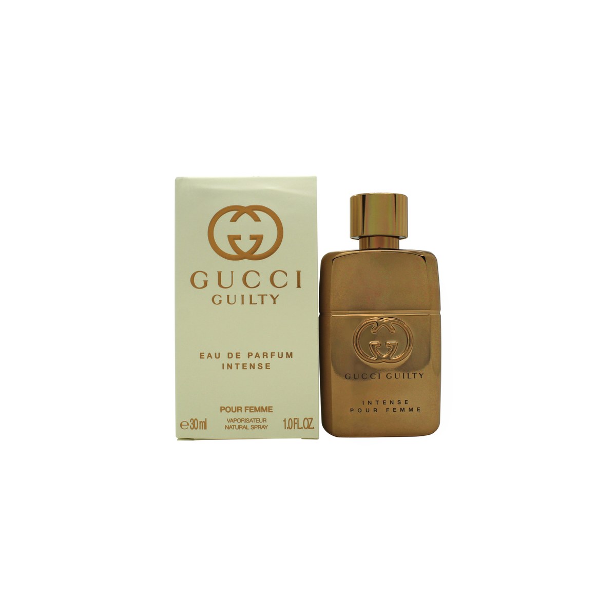 Gucci Guilty Eau de Parfum Intense Pour Femme, Gucci, 30 ml – mørk bordeaux flakon med guldfarvet kant og GG-logo