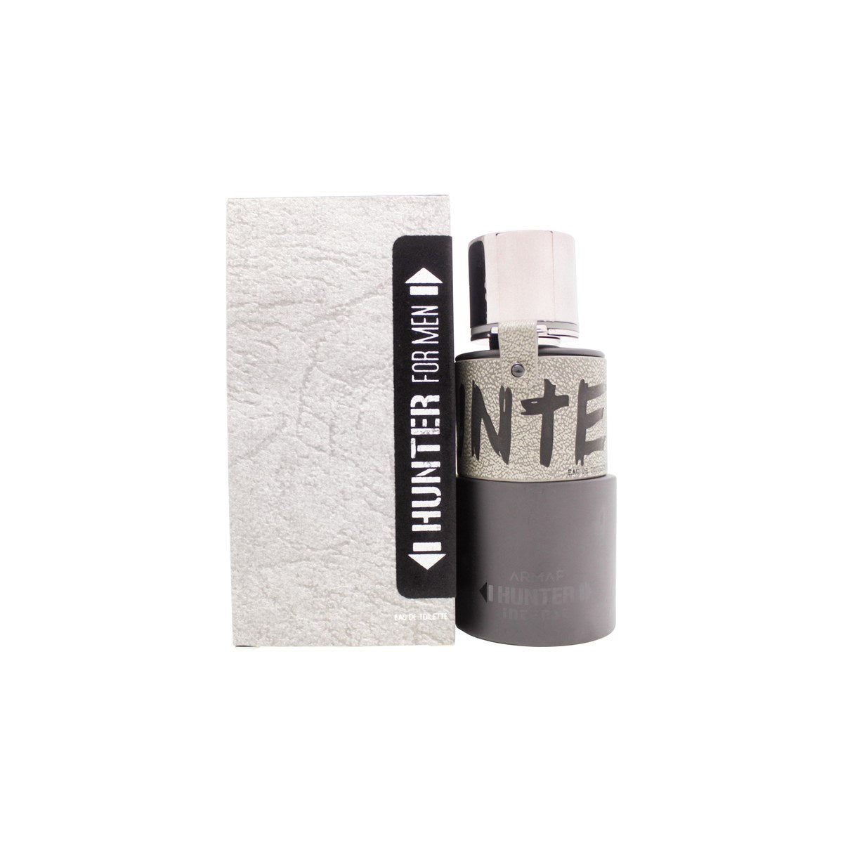 Hunter Intense Eau De Parfum Armaf 100 ml, firkantet flaske i rød-svart glas med sort låg og diskret logo