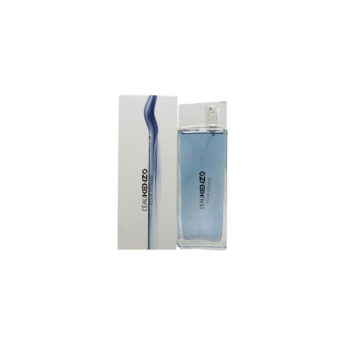 L'Eau Kenzo Pour Homme Eau De Toilette – Kenzo 100 ml, klar glasflaske med slank, let buet form inspireret af vandets bevægelse