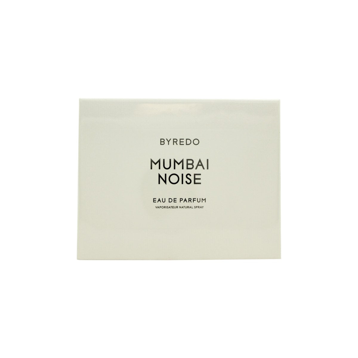 Byredo Mumbai Noise Eau de Parfum 50 ml – klar glasflaske med sort cylinderlåg og minimalistisk hvid etiket