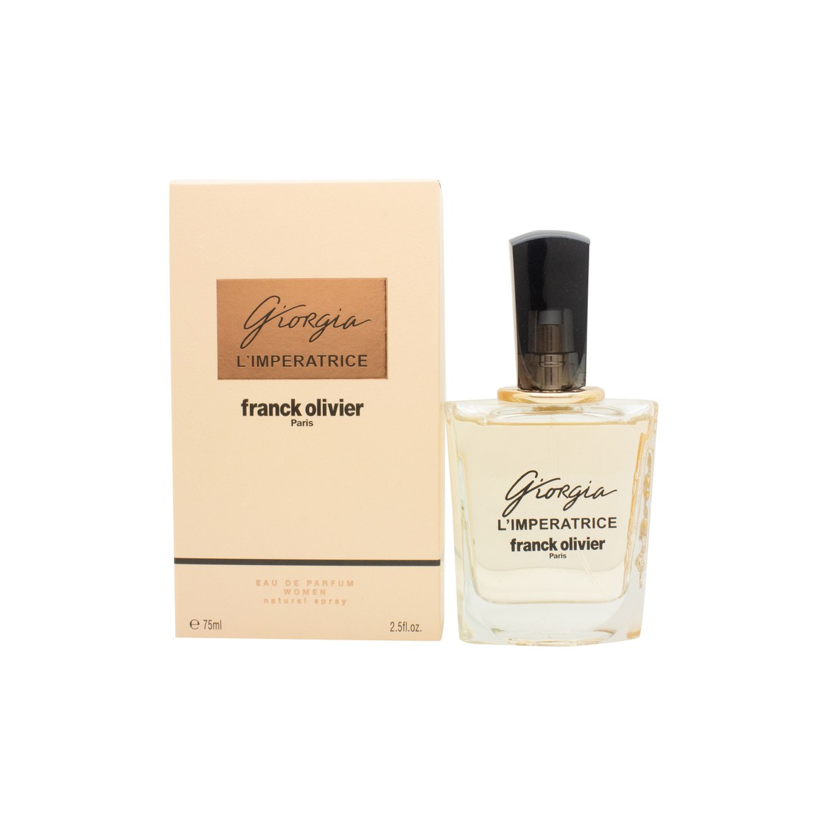 Franck Olivier Giorgia L'Impératrice Eau de Parfum 75 ml – feminin flaske i klart glas med gyldne detaljer og elegant låg
