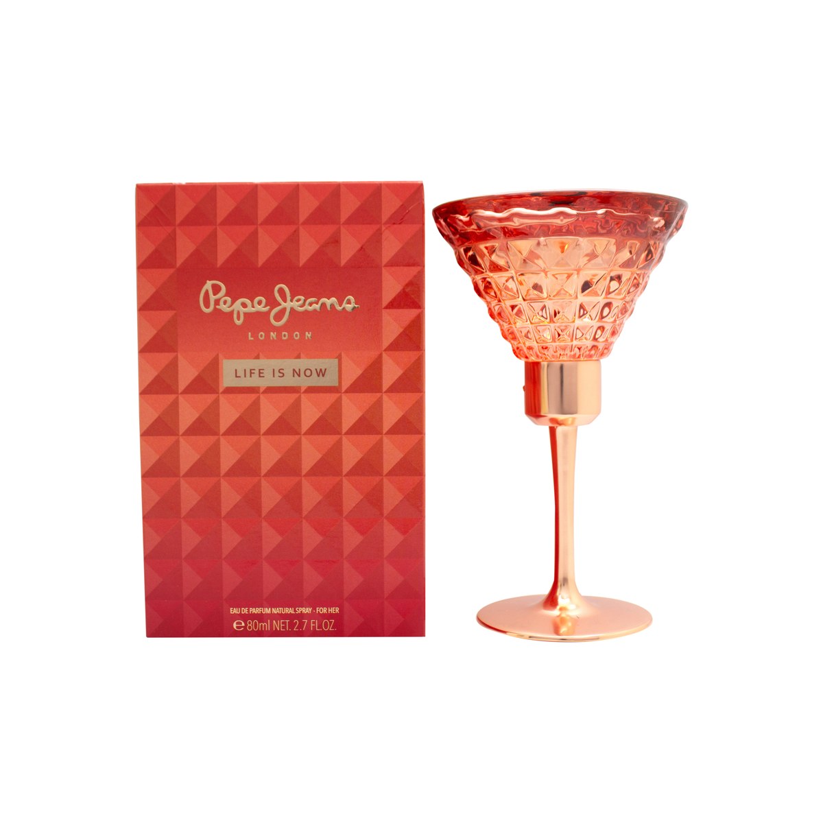 Pepe Jeans For Her Eau de Parfum 80 ml fra Pepe Jeans – lyserød martiniglasformet flakon med guldkappe