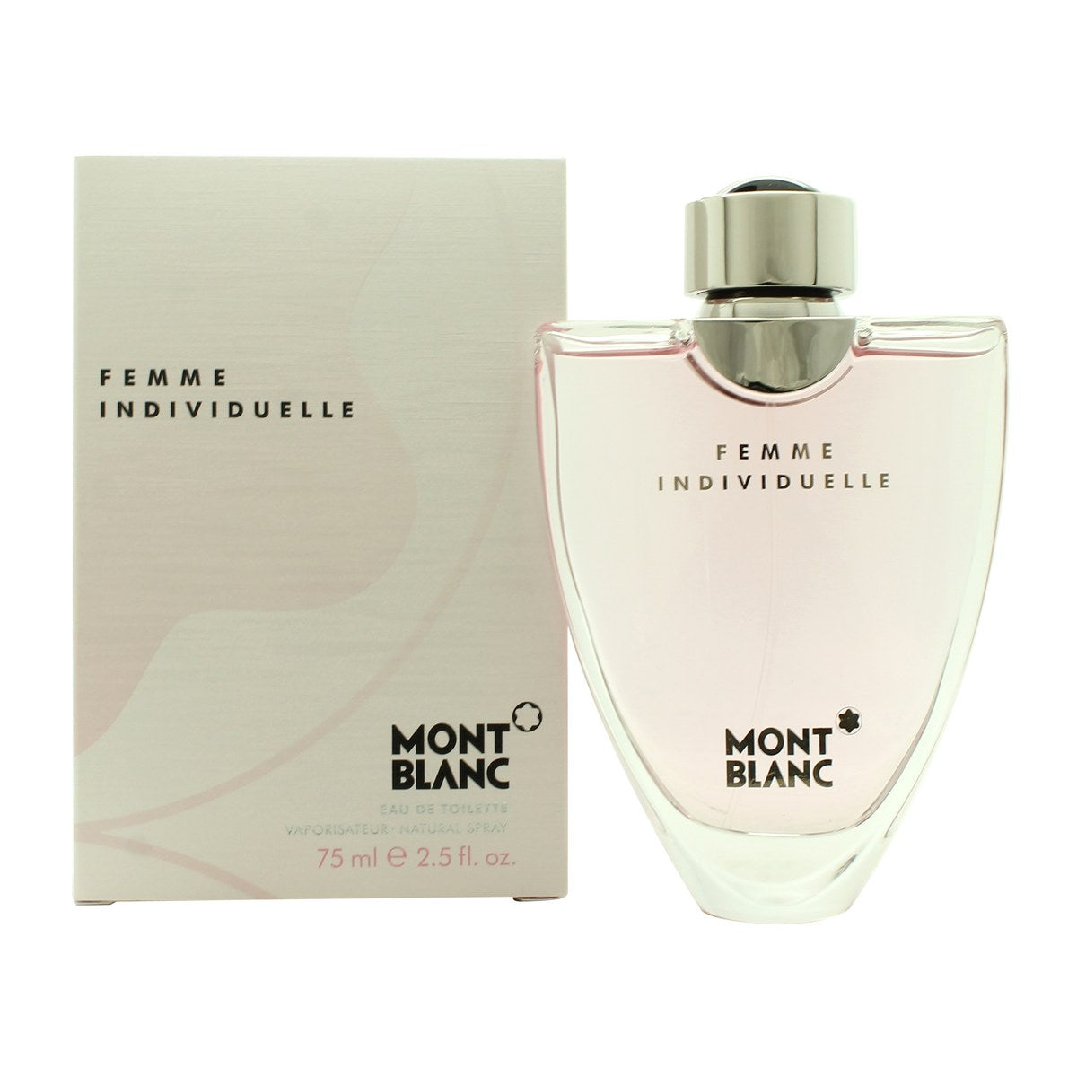 Mont Blanc Femme Individuelle Eau de Toilette 75 ml – cylindrisk rosastribet flakon med sølvfarvet låg og feminint design