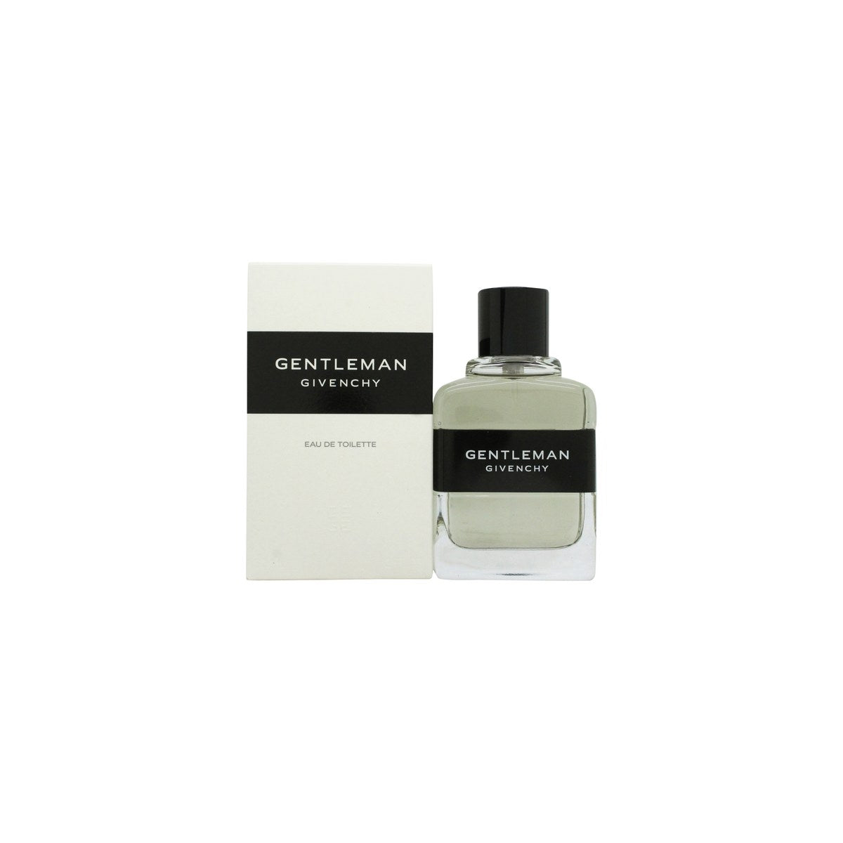 Givenchy Gentleman (2017) Eau de Toilette, Givenchy, 60 ml – mørkeblå glasflakon med sort låg og hvid typografi.