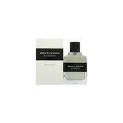 Givenchy Gentleman (2017) Eau de Toilette, Givenchy, 60 ml – mørkeblå glasflakon med sort låg og hvid typografi.
