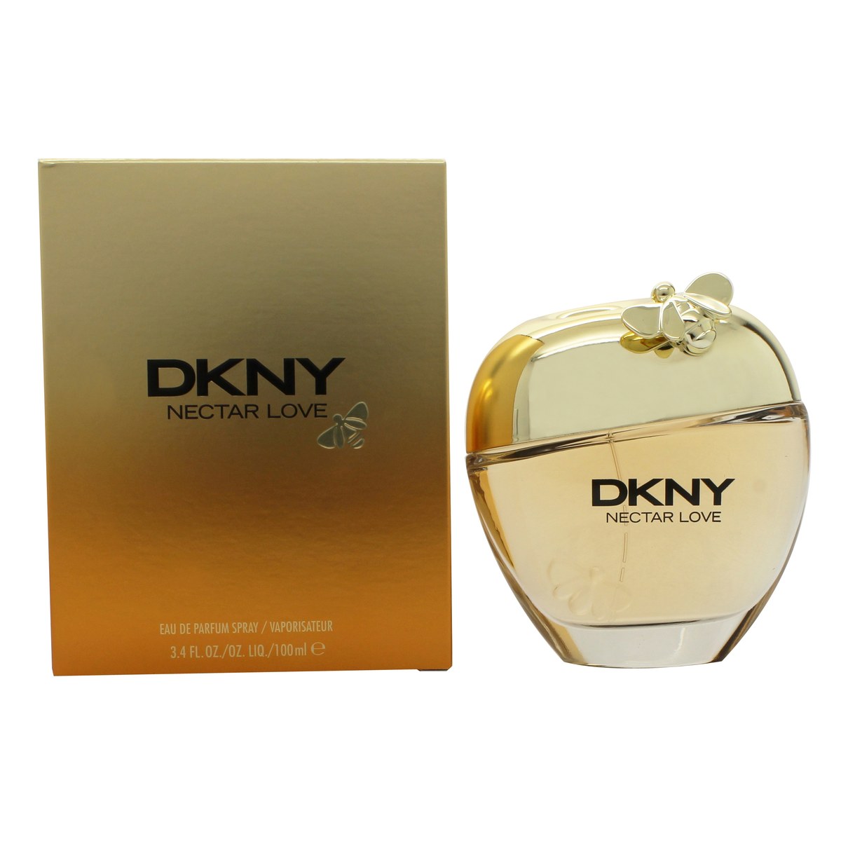 DKNY Nectar Love Eau de Parfum 100ml fra DKNY i 100 ml flakon med gylden, æbleformet glas og honningdetaljer på låget.